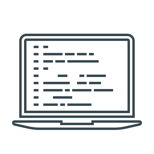 1009241_code_coding_programming_seo_network_icon Symbol eines Laptops mit Codezeilen auf dem Bildschirm – Darstellung von Programmierung, Softwareentwicklung oder IT