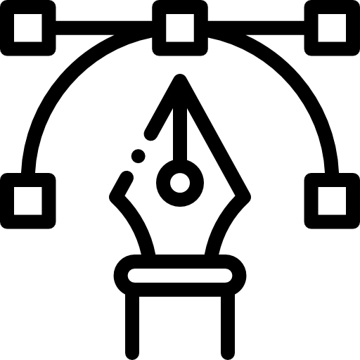 graphic-design Icon eines Zeichenstifts mit Ankerpunkten – Symbol für Grafikdesign und Vektorbearbeitung.