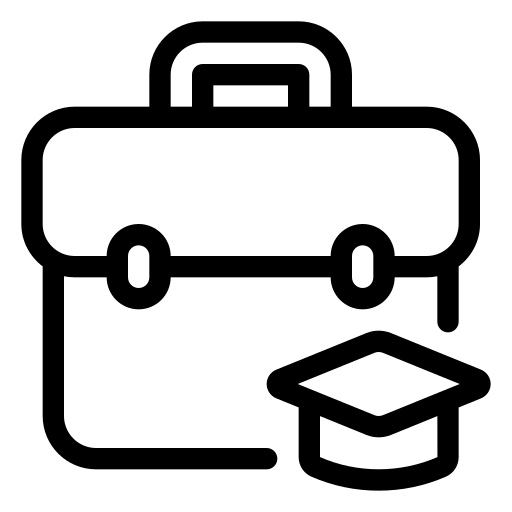 internship Symbol eines Aktenkoffers mit einem Absolventenhut – Darstellung von Karriere, Bildung oder beruflicher Weiterbildung