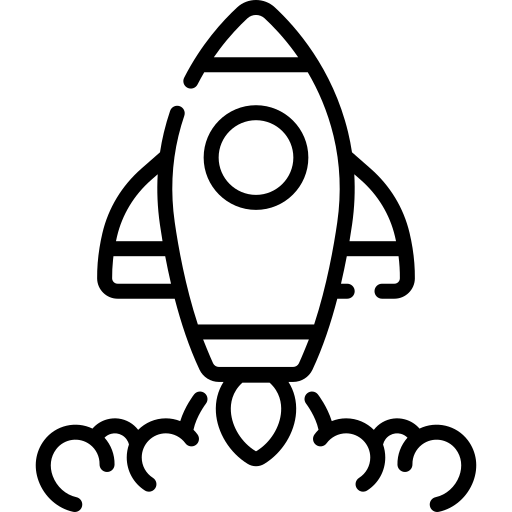 startup Icon einer Rakete – Symbol für Start-ups, Wachstum und digitale Transformation.